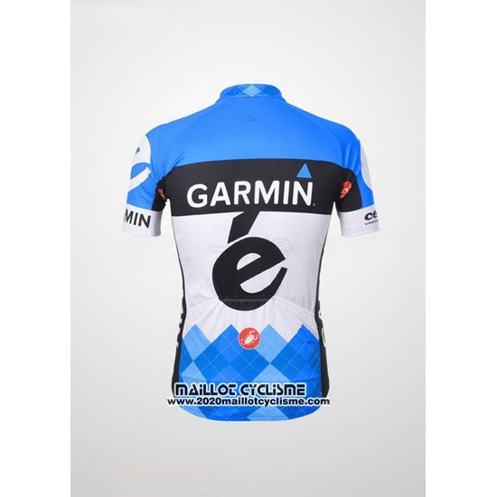 2012 Maillot Ciclismo Garmin Cervelo Blanc et Azur Manches Courtes et Cuissard